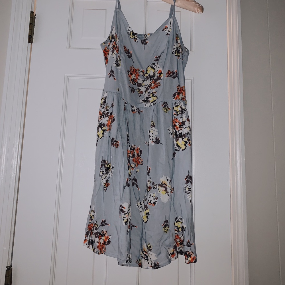 mini floral patterned light blue dress